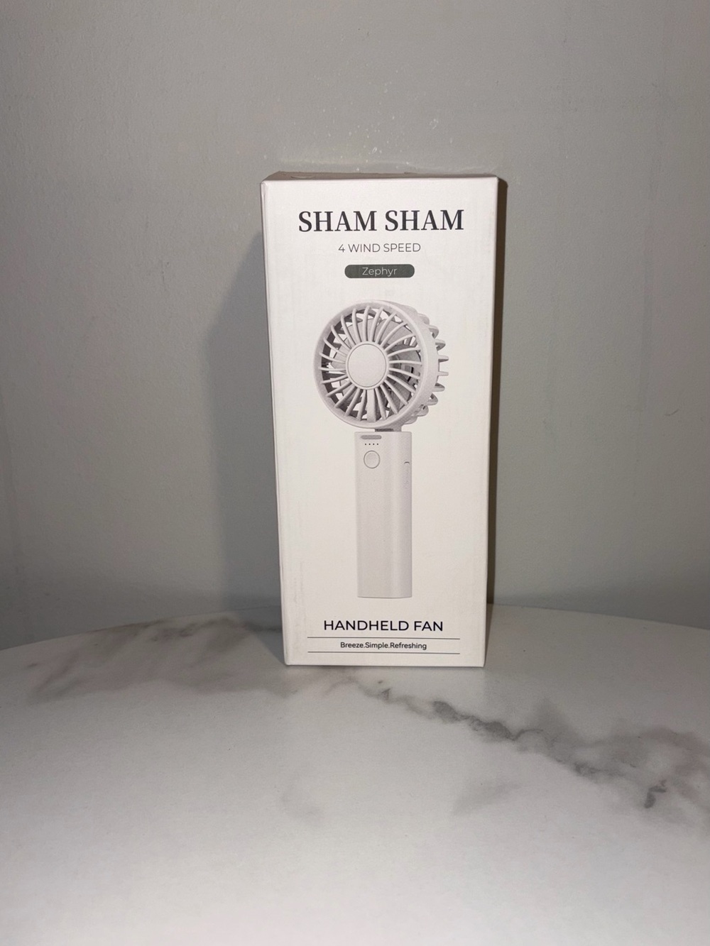 White Handheld Fan - Portable 4-Speed Personal Fan